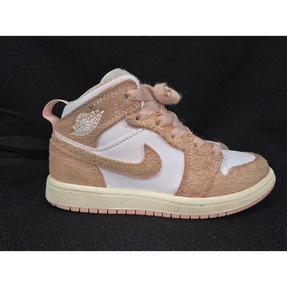 Nike Air Jordan 1 Mid SE PS Legend Pink Suede Kids Sneakers Size 12C